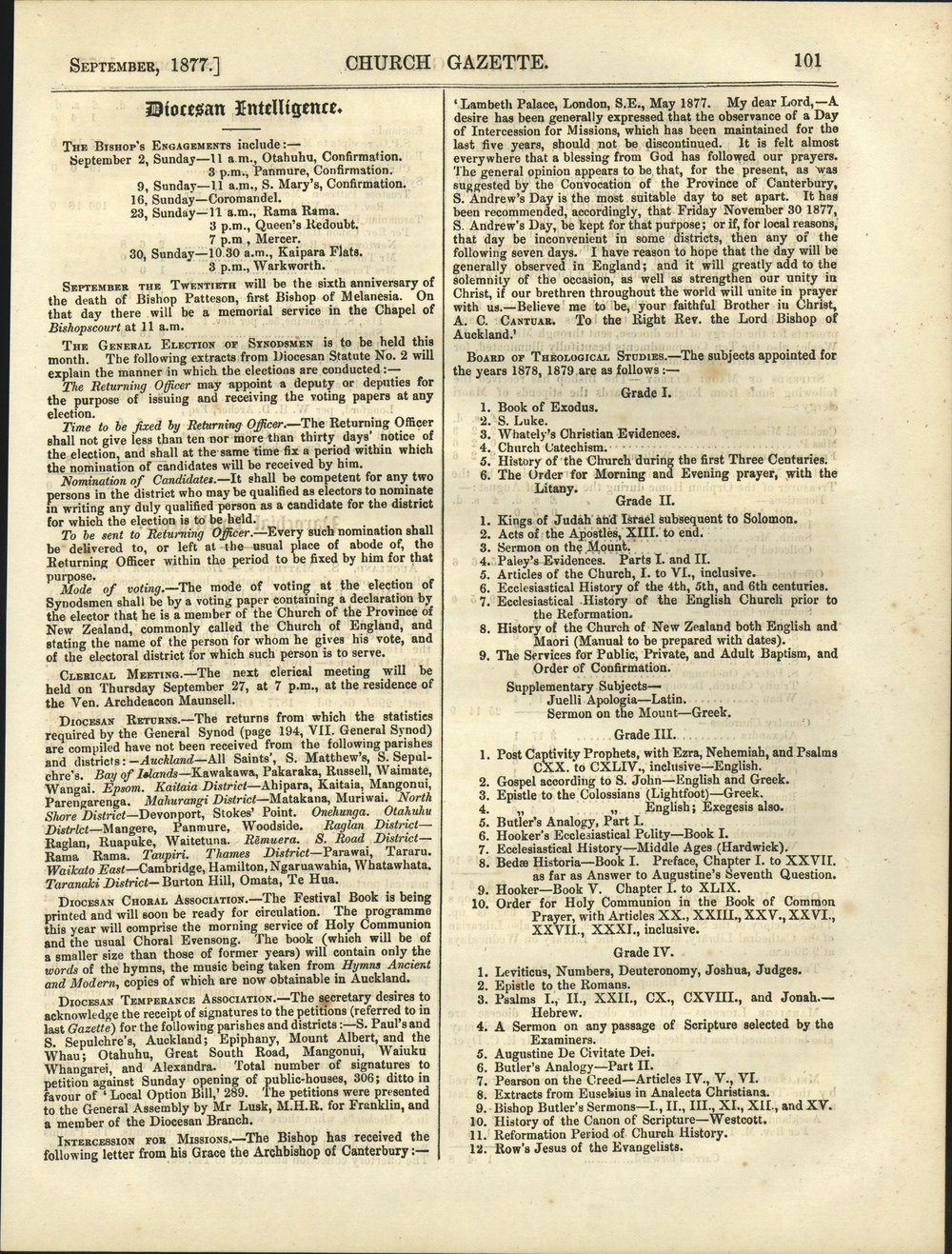 Church Gazette, Auckland: September 1877 Vol. 06 No. 63