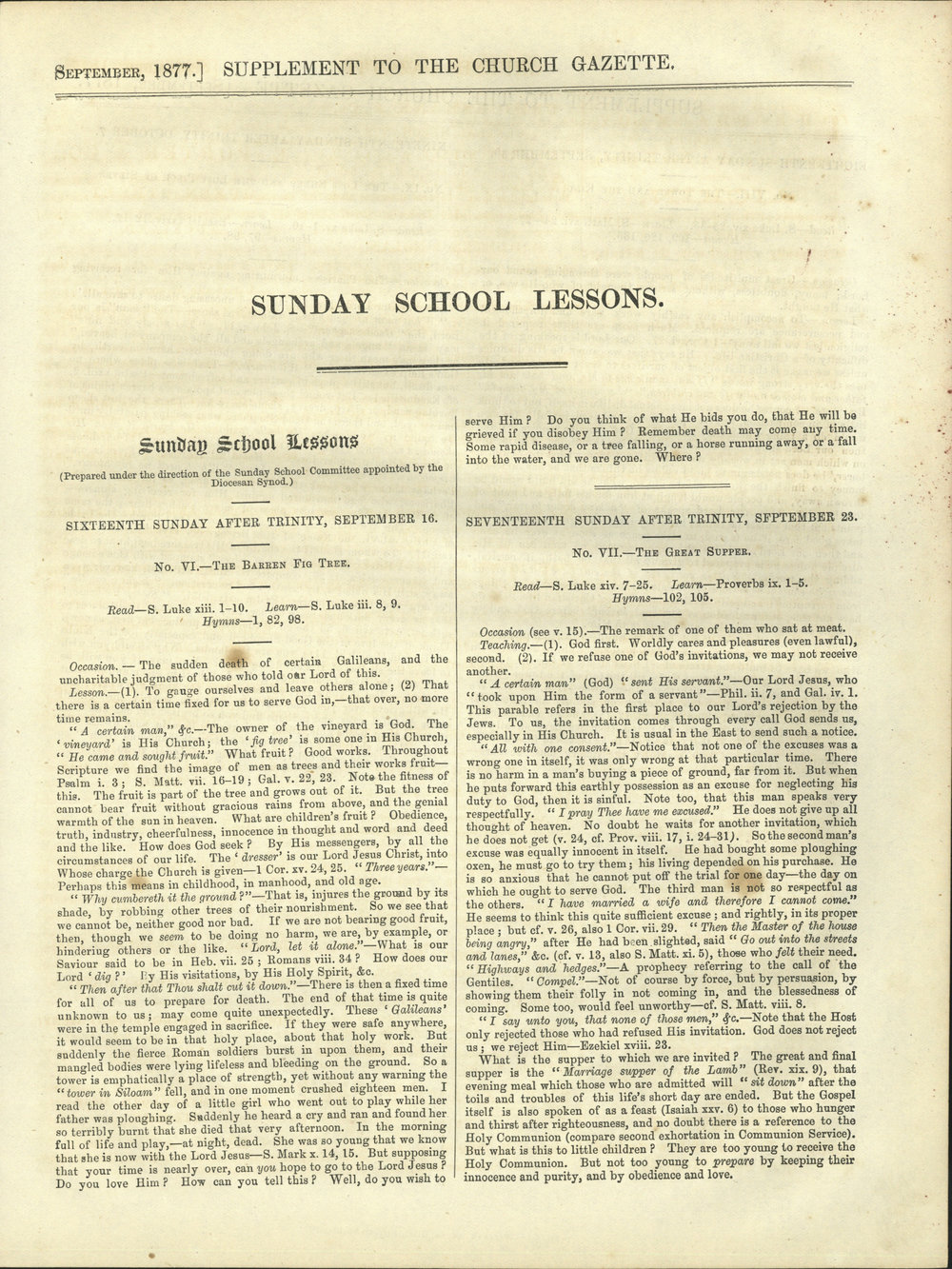 Church Gazette, Auckland: September 1877 Vol. 06 No. 63 Supplement