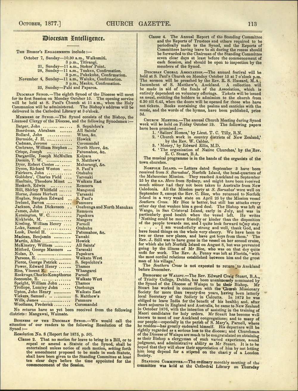 Church Gazette, Auckland: October 1877 Vol. 06 No. 64
