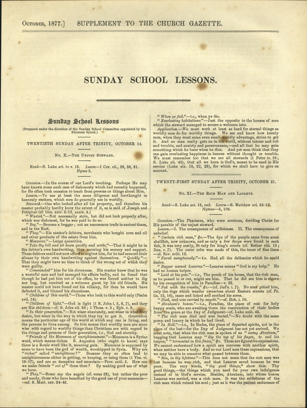 Church Gazette, Auckland: October 1877 Vol. 06 No. 64 Supplement