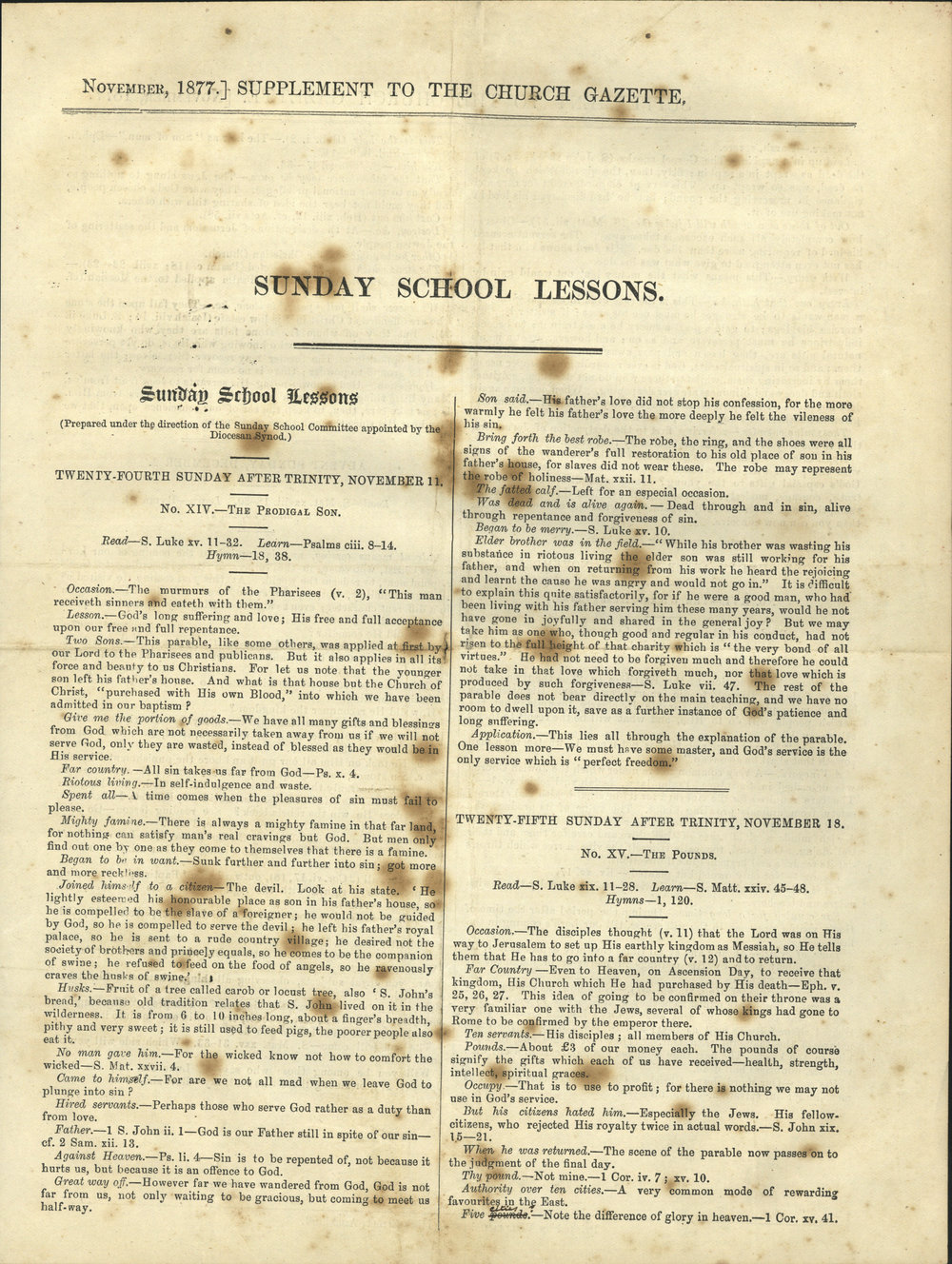 Church Gazette, Auckland: November 1877 Vol. 06 No. 65 Supplement