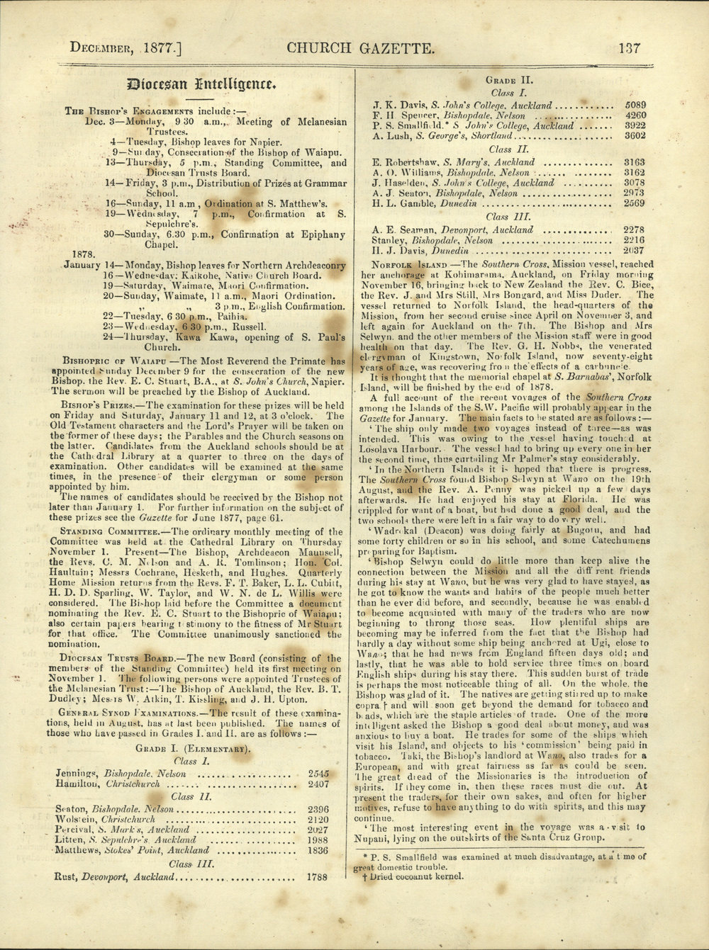 Church Gazette, Auckland: December 1877 Vol. 06 No. 66