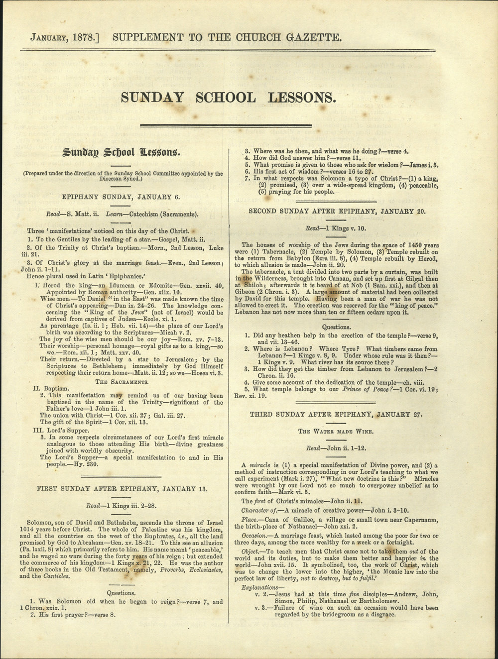 Church Gazette, Auckland: January 1878 Vol. 07 No. 67 Supplement