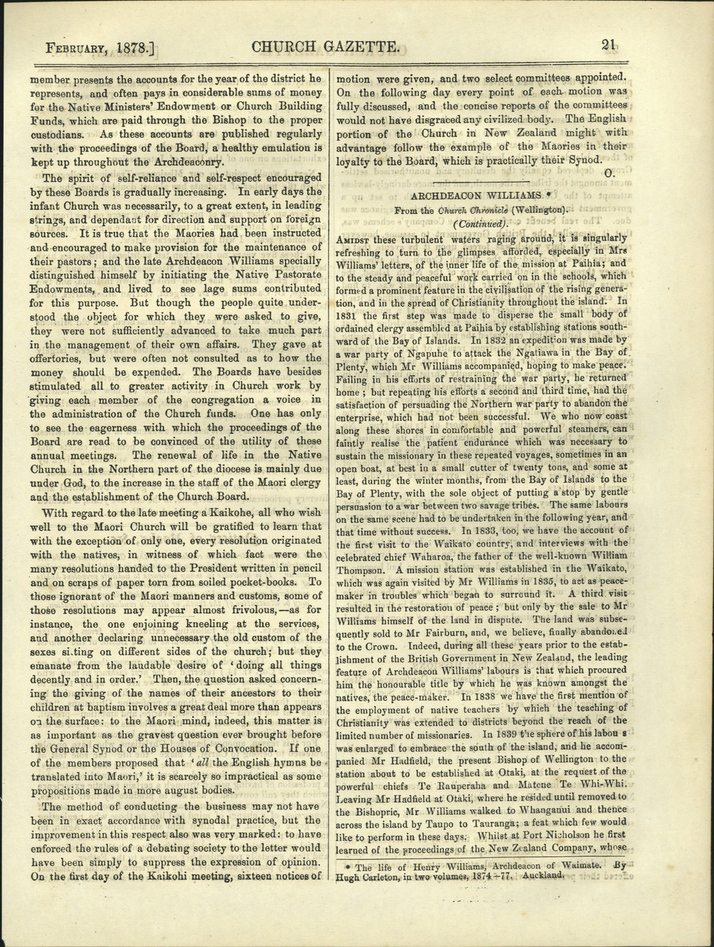 Church Gazette, Auckland: February 1878 Vol. 07 No. 68