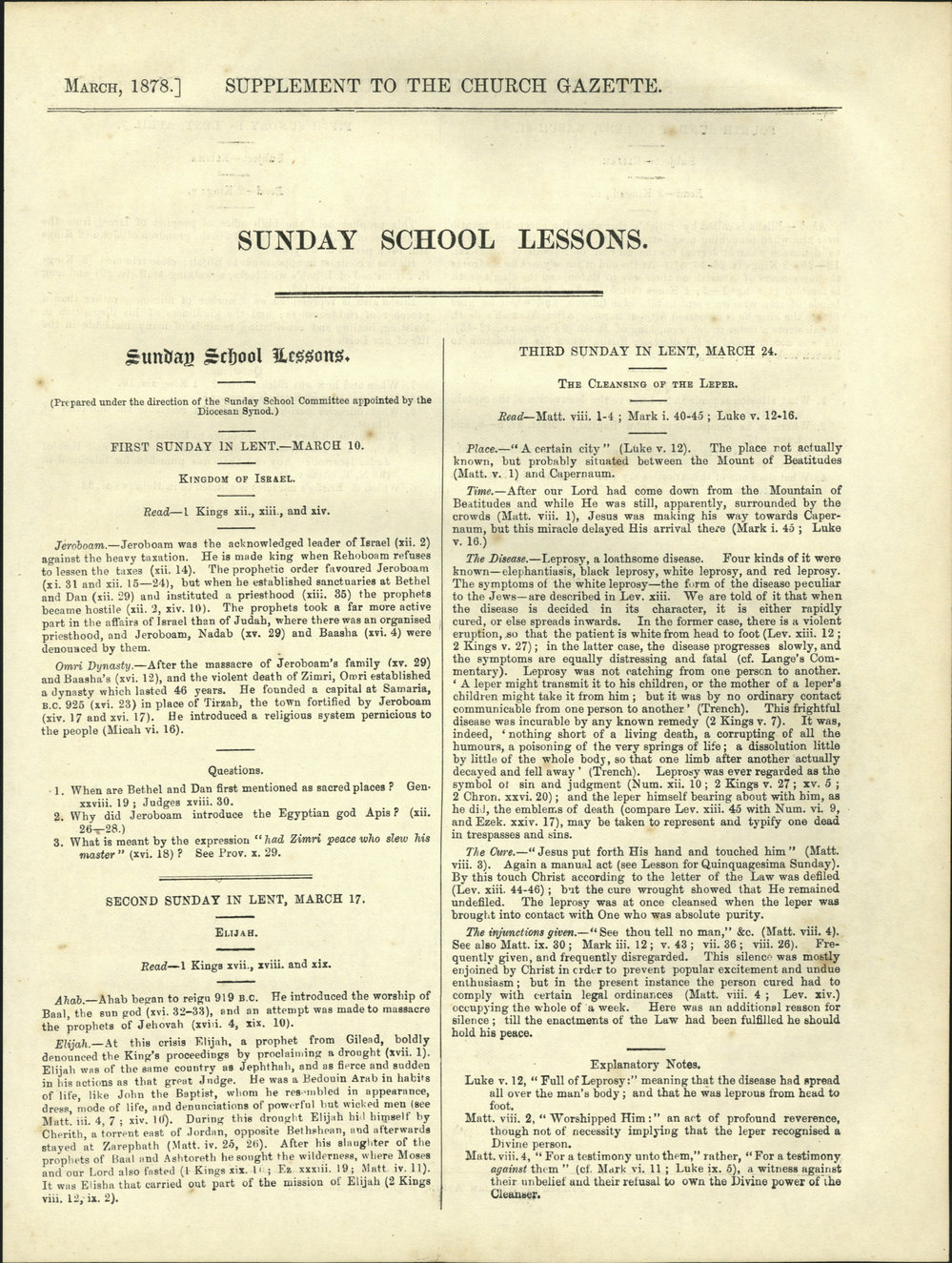 Church Gazette, Auckland: March 1878 Vol. 07 No. 69 Supplement