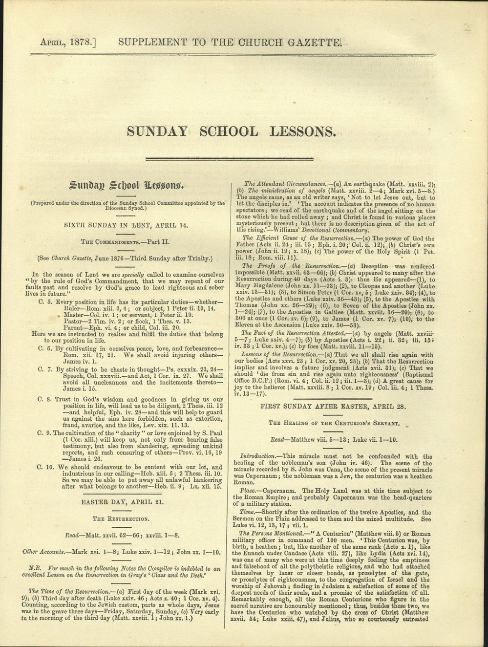 Church Gazette, Auckland: April 1878 Vol. 07 No. 70 Supplement