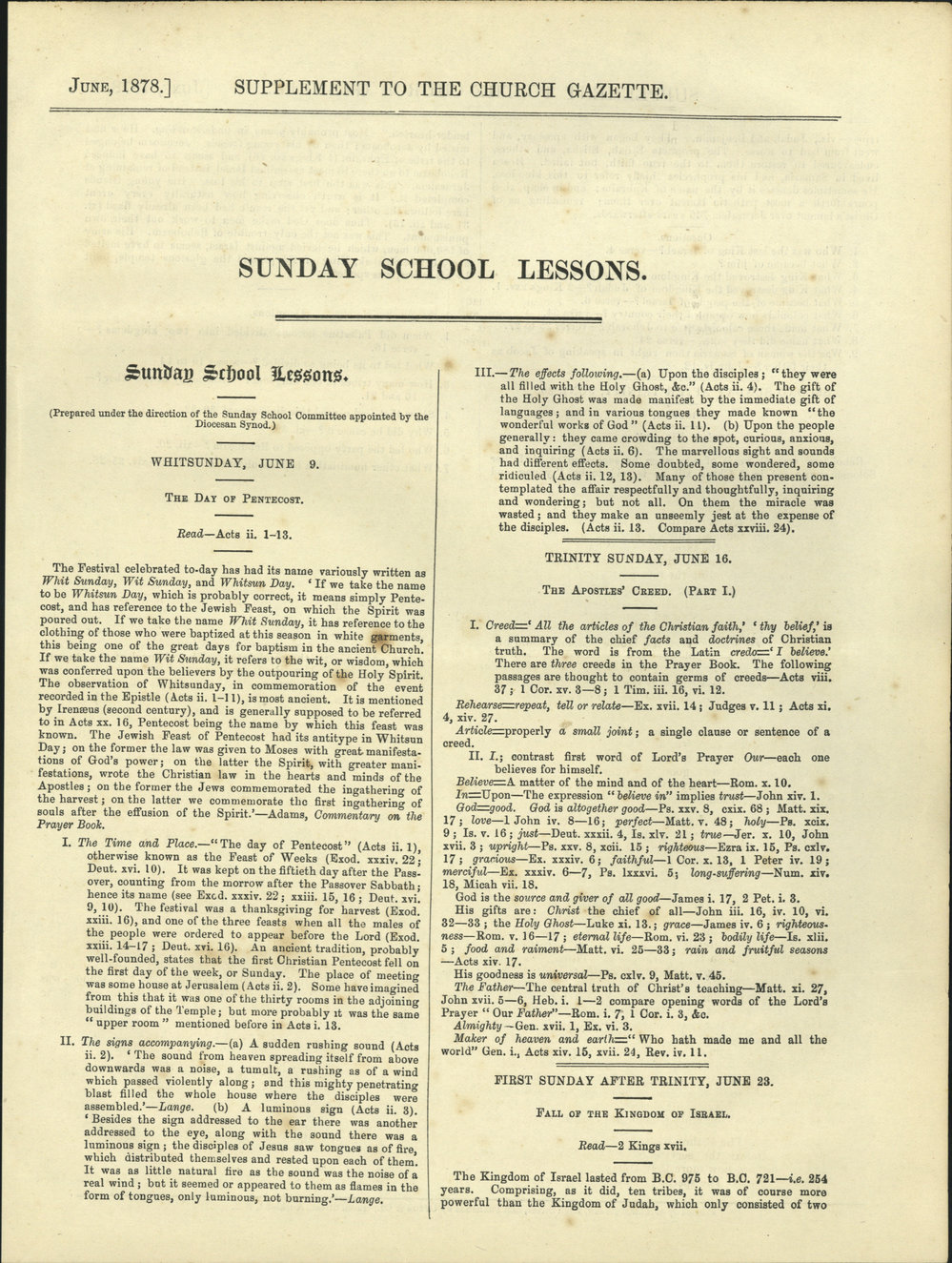 Church Gazette, Auckland: June 1878 Vol. 07 No. 72 Supplement