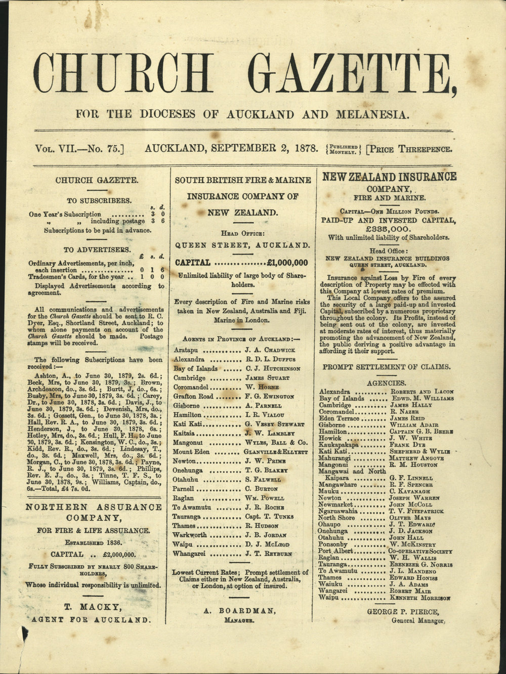 Church Gazette, Auckland: September 1878