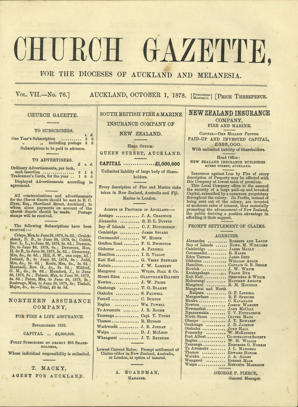 Church Gazette, Auckland: October 1878