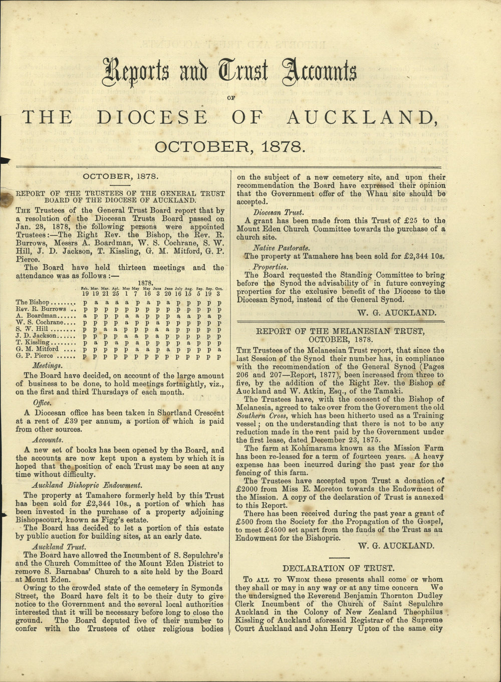Church Gazette, Auckland: October 1878 Vol. 07 No. 76 Supplement