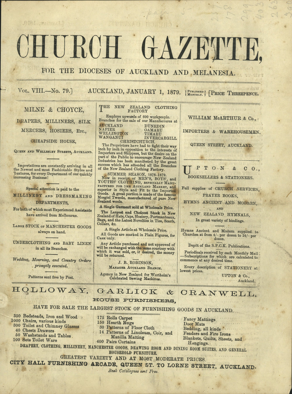 Church Gazette, Auckland: January 1879