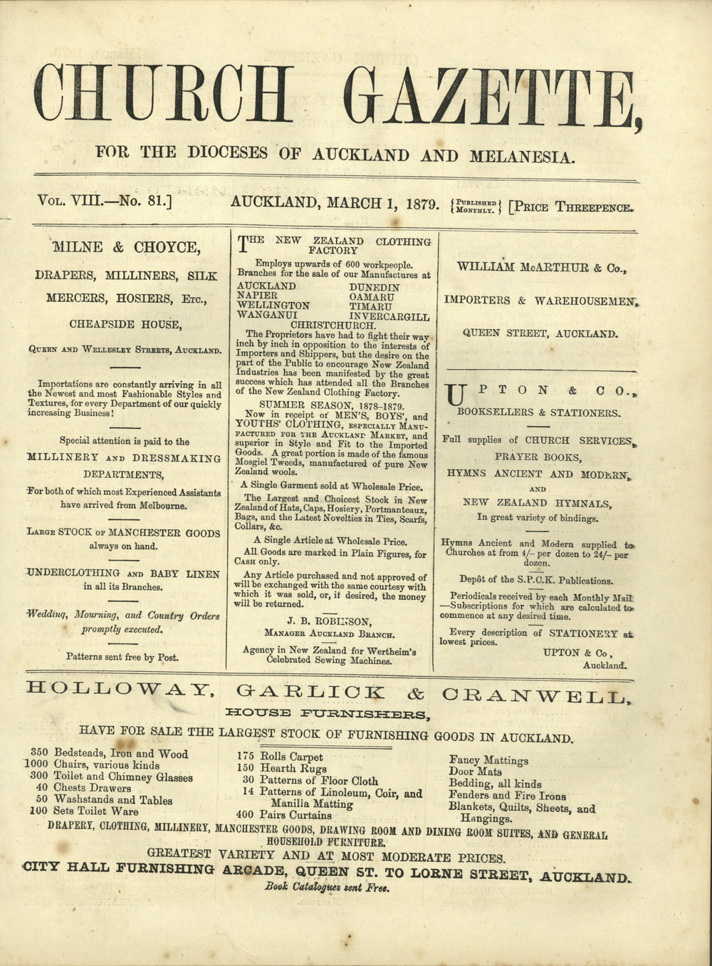 Church Gazette, Auckland: March 1879