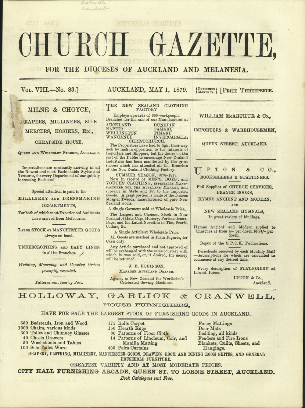 Church Gazette, Auckland: May 1879
