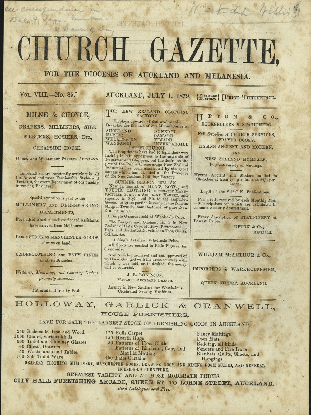 Church Gazette, Auckland: July 1879