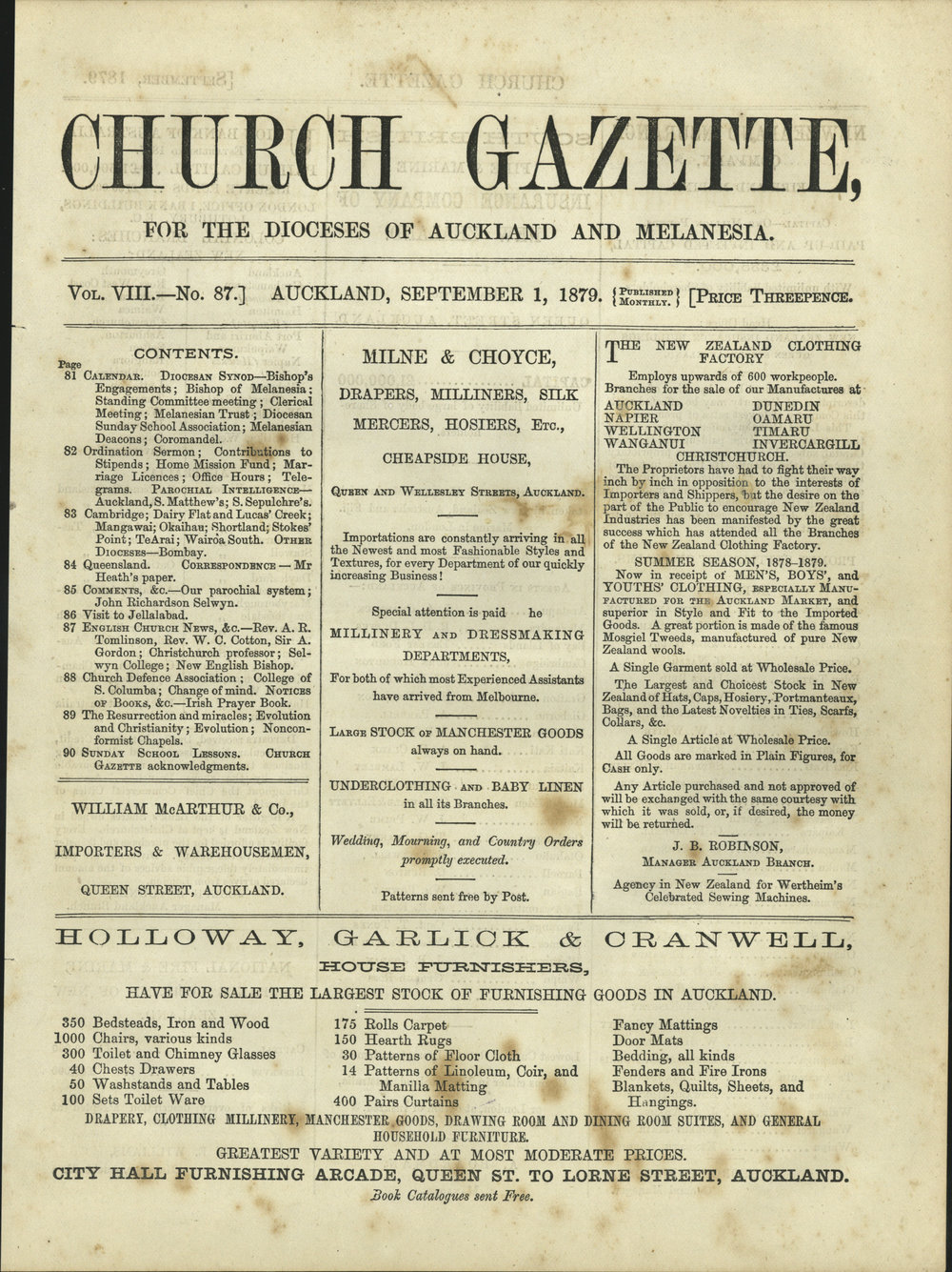 Church Gazette, Auckland: September 1879