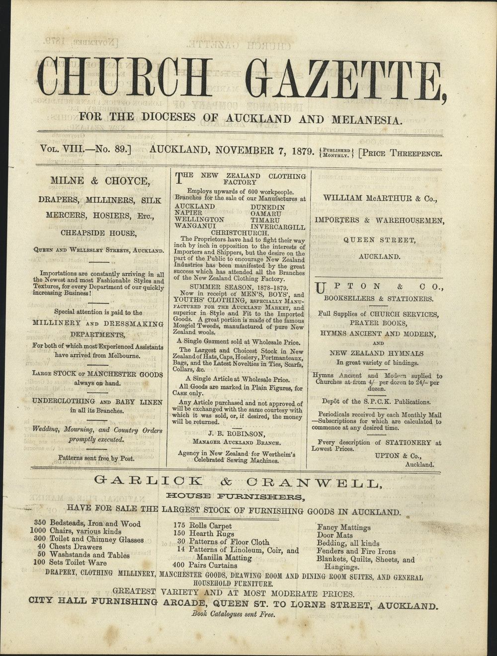 Church Gazette, Auckland: November 1879