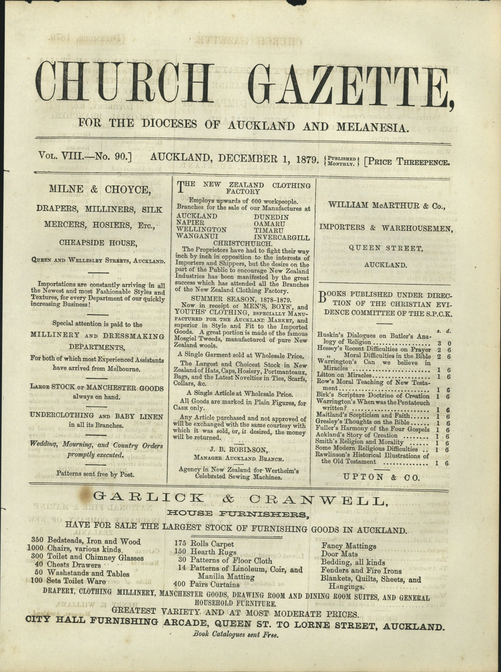 Church Gazette, Auckland: December 1879 Vol. 08 No. 90