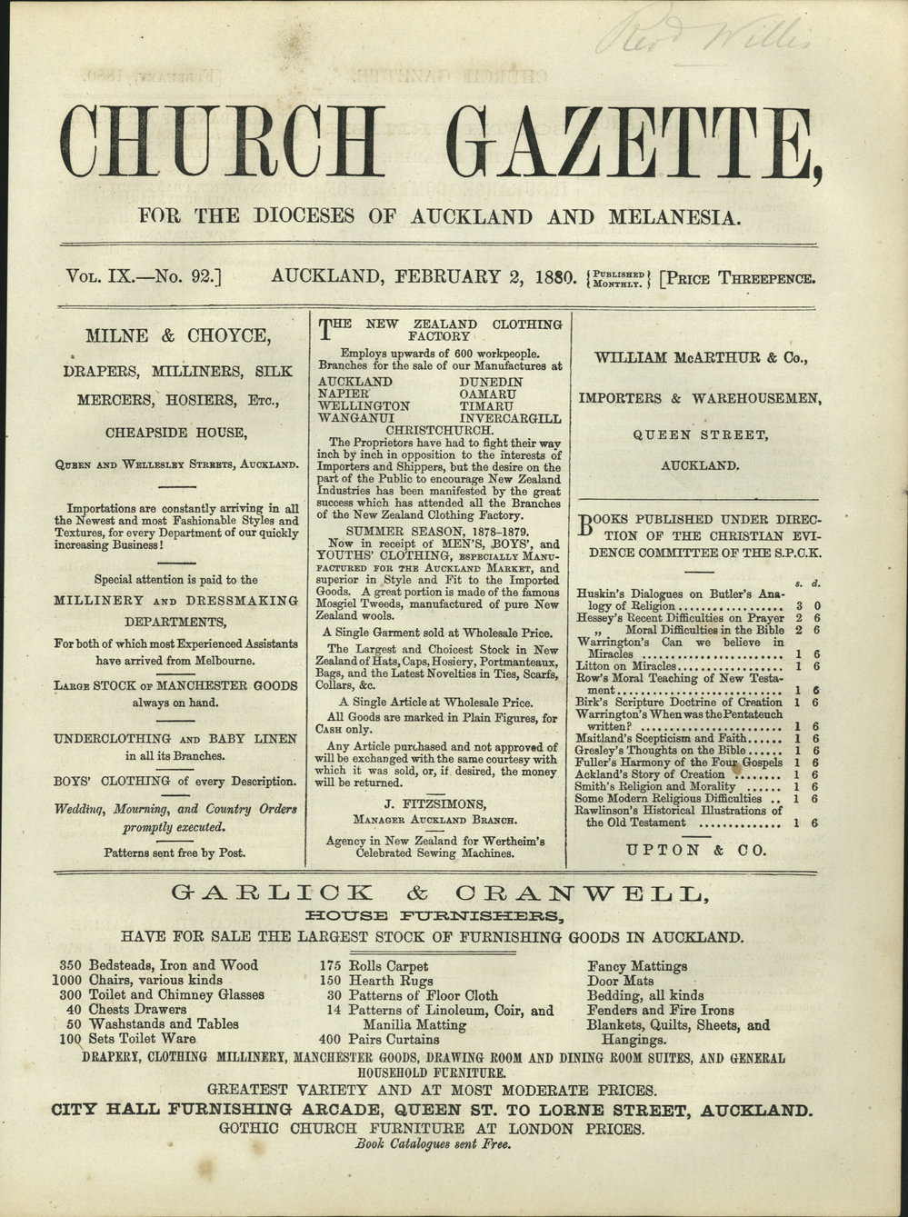 Church Gazette, Auckland: February 1880