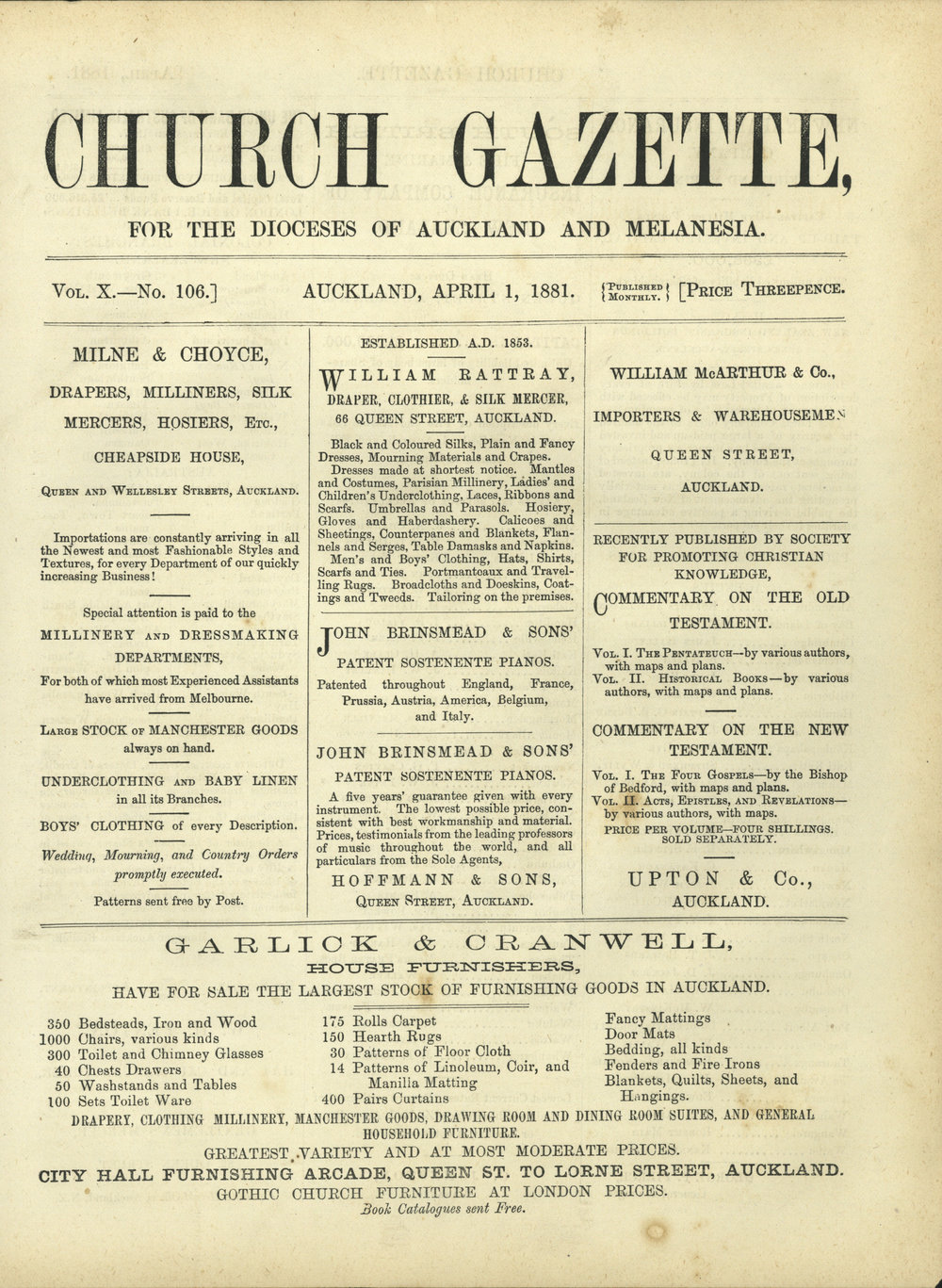 Church Gazette, Auckland: April 1881
