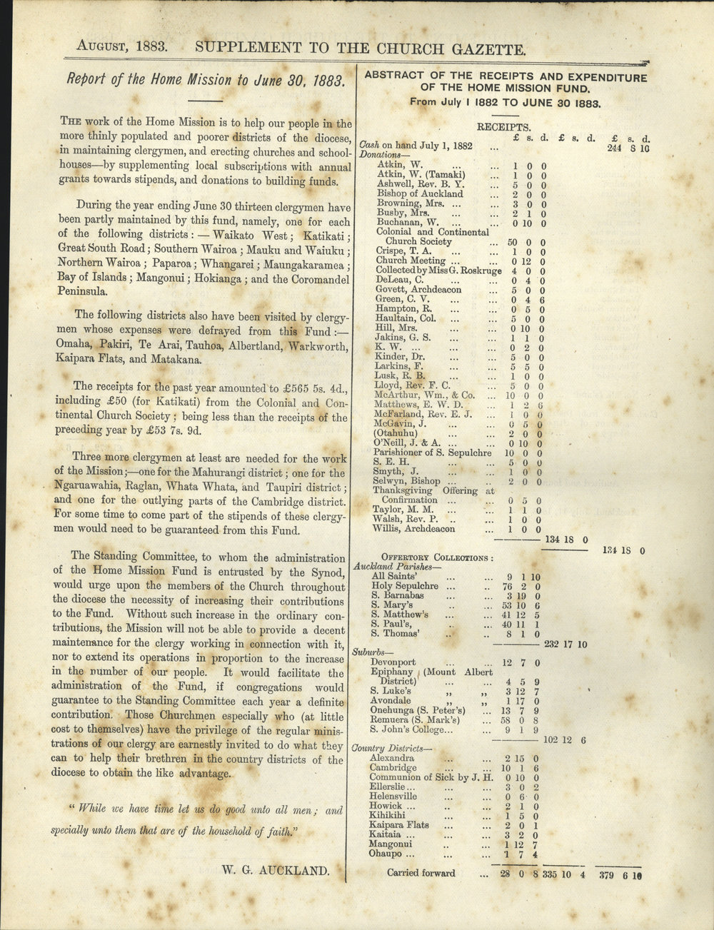 Report of the Home Mission 1883