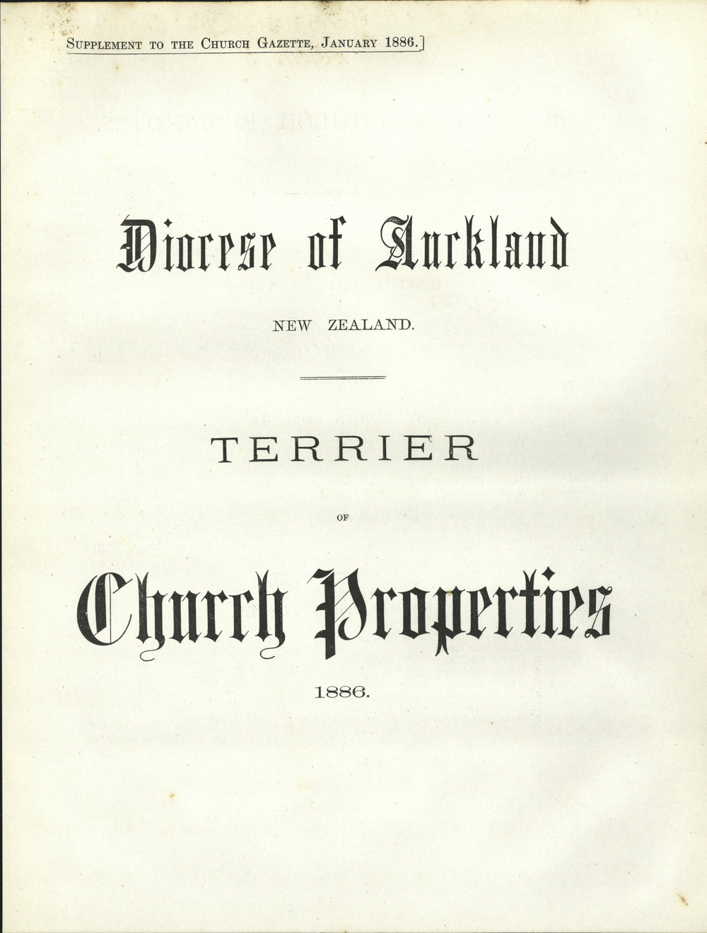 Church Gazette, Auckland: January 1886 Supplement