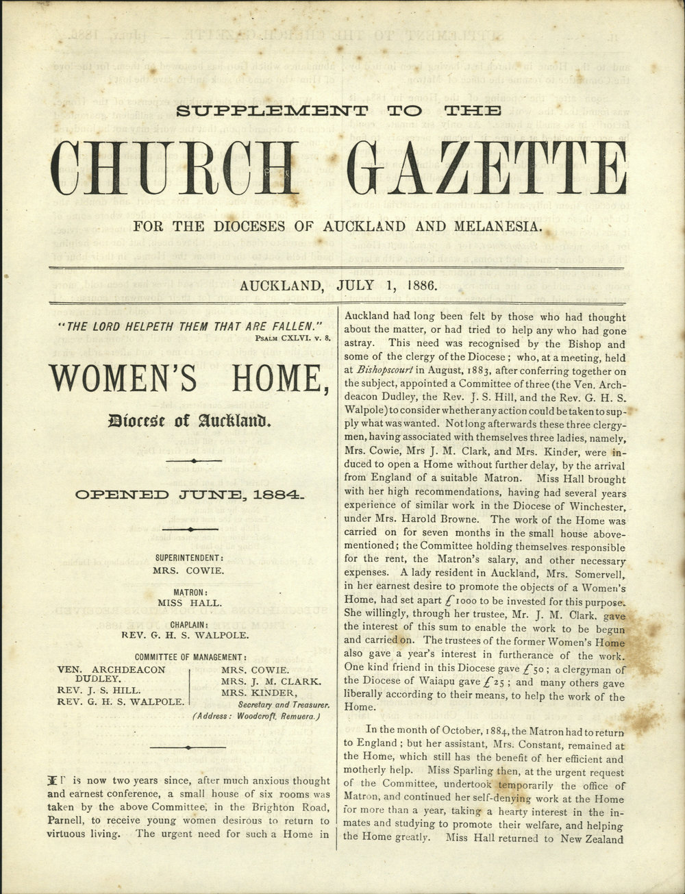 Church Gazette, Auckland: July 1886 Supplement