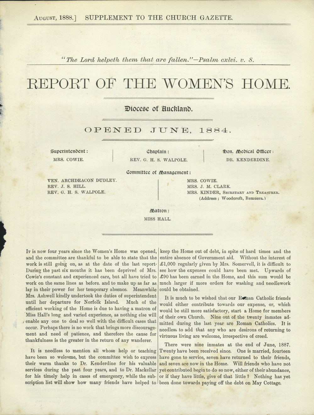 Church Gazette, Auckland: August 1888 Supplement