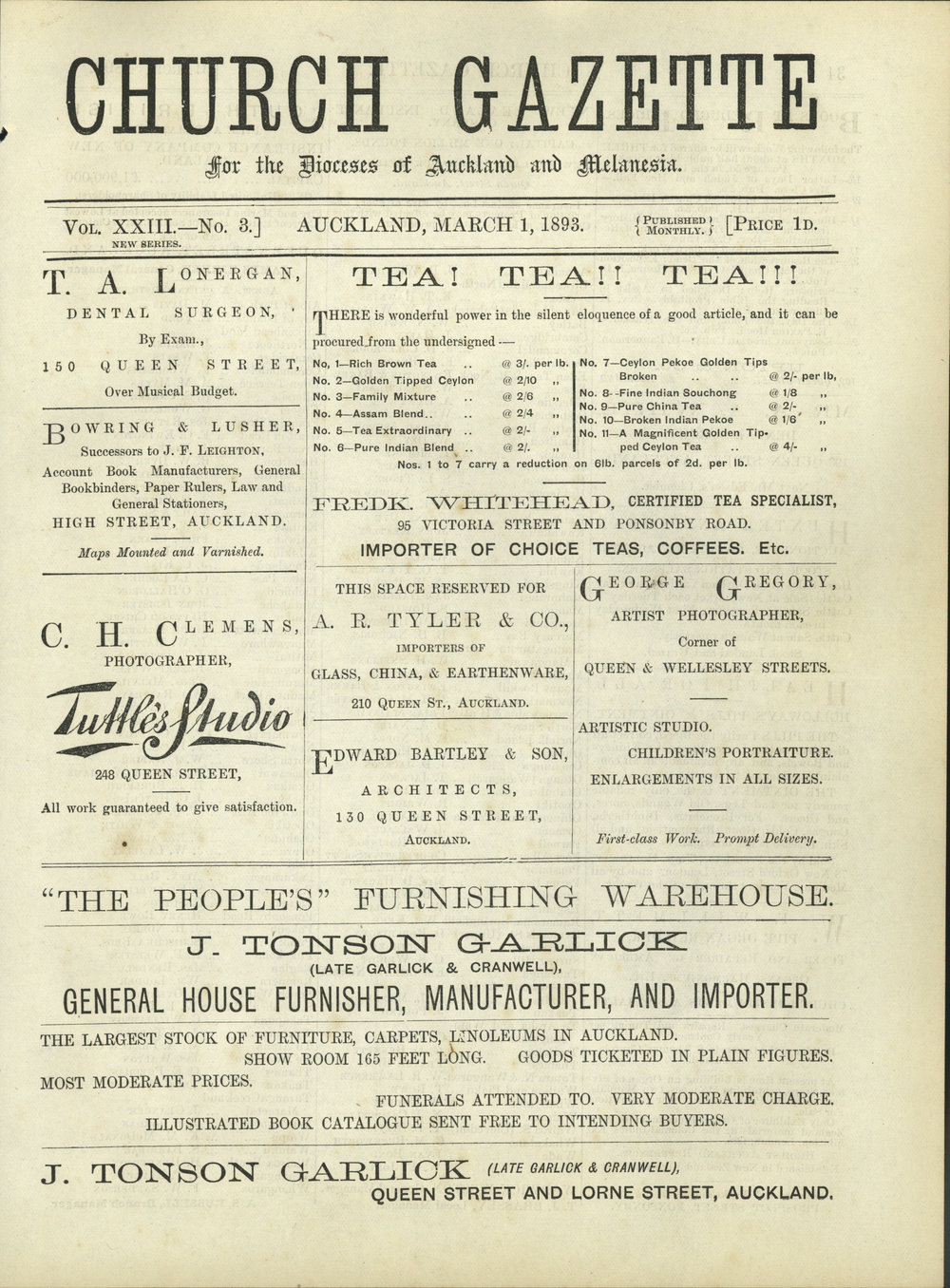Church Gazette, Auckland: March 1893