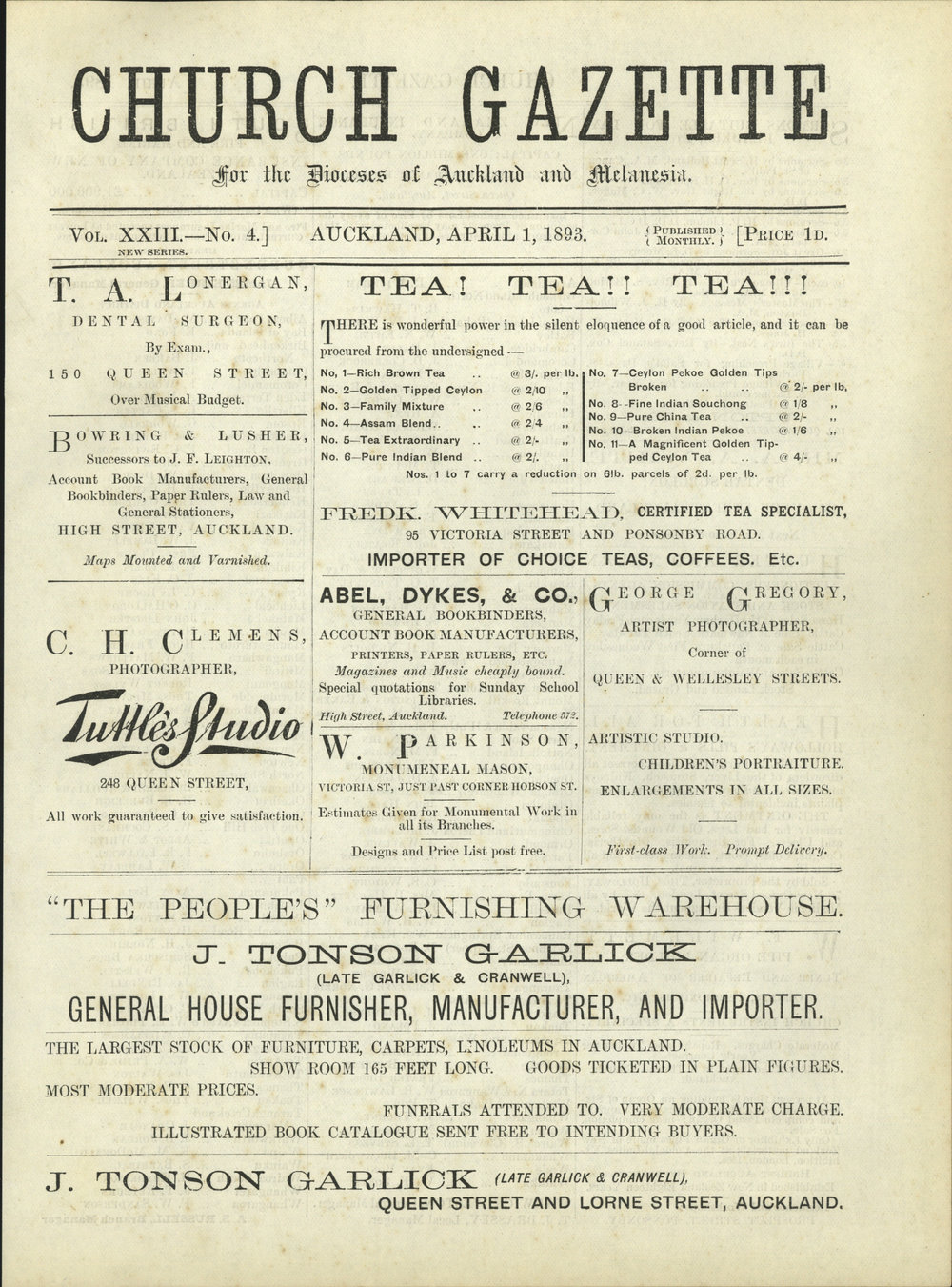 Church Gazette, Auckland: April 1893