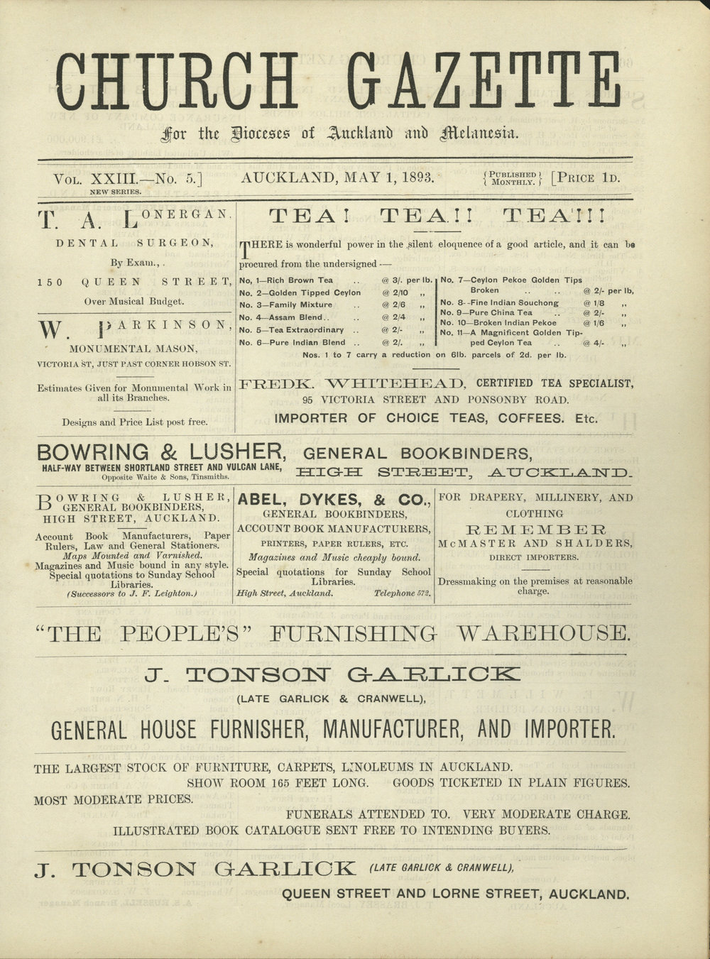 Church Gazette, Auckland: May 1893
