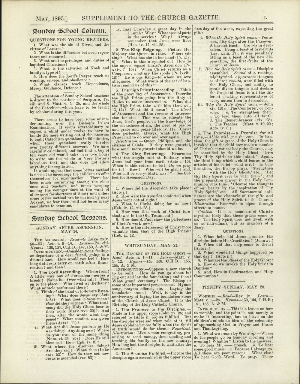Church Gazette, Auckland: May 1893 Supplement