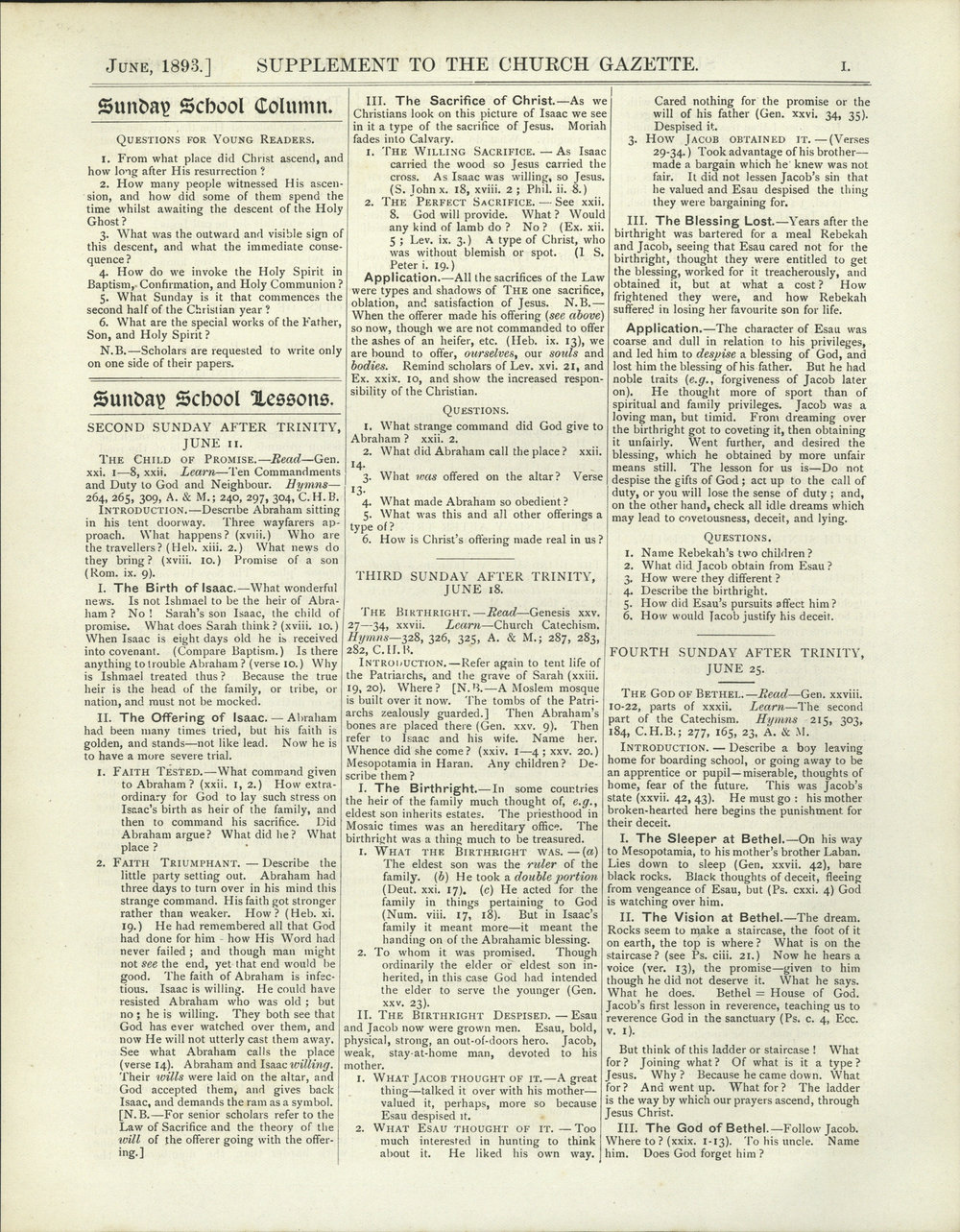 Church Gazette, Auckland: June 1893 Supplement