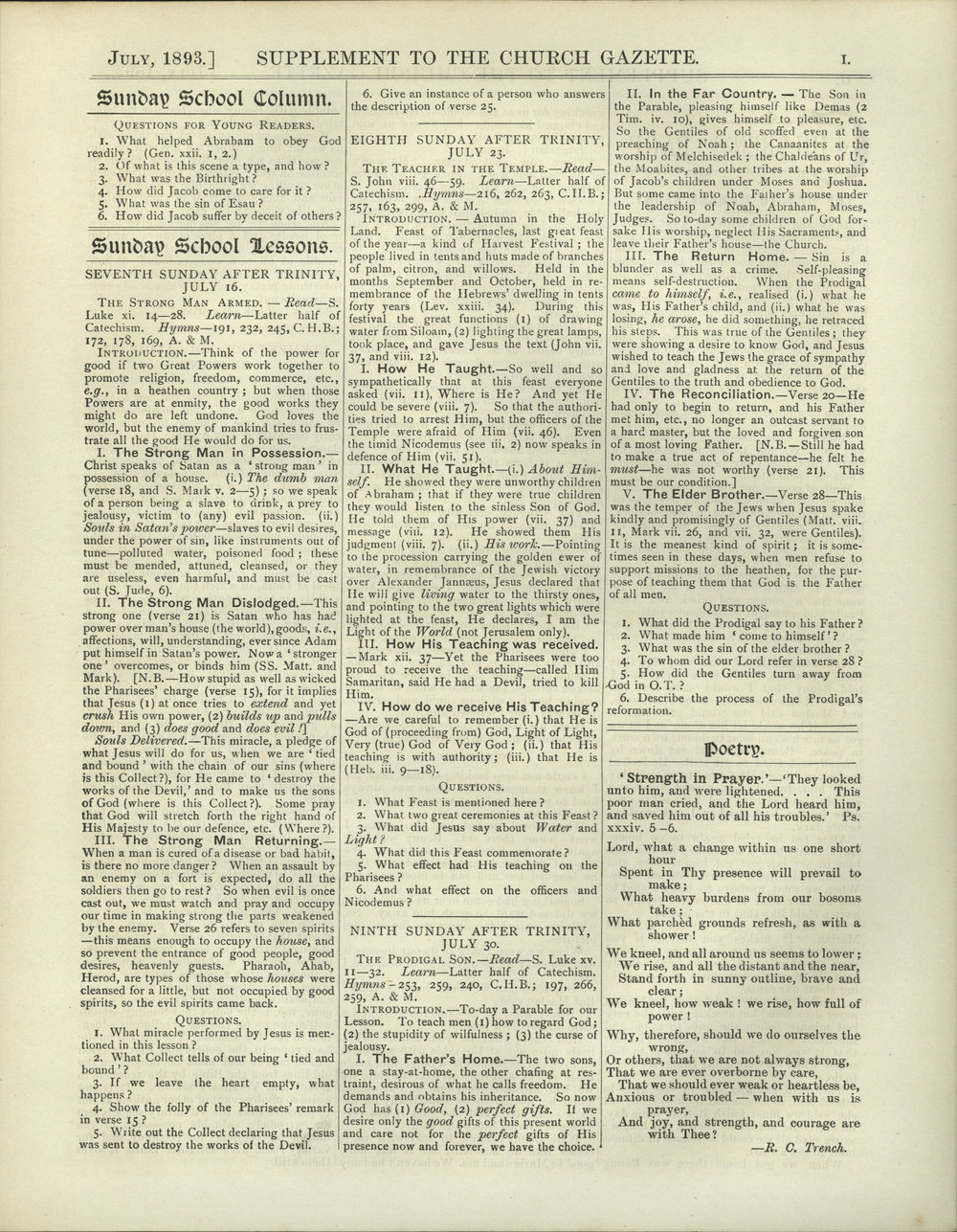 Church Gazette, Auckland: July 1893 Supplement