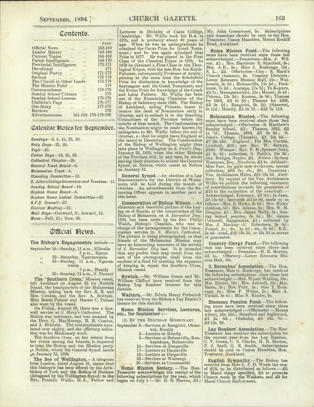 Church Gazette, Auckland: September 1894