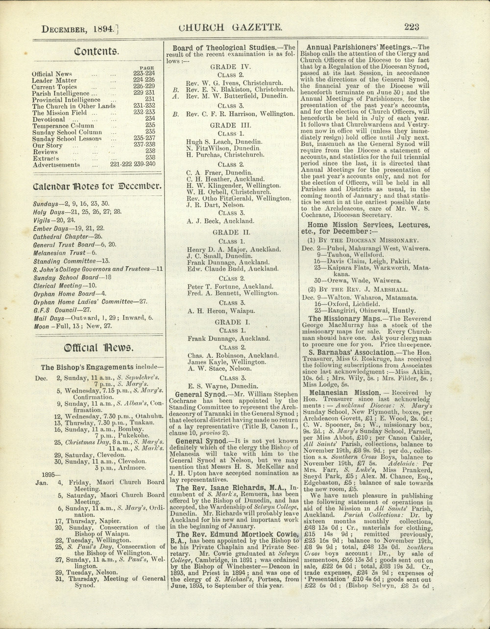 Church Gazette, Auckland: December 1894