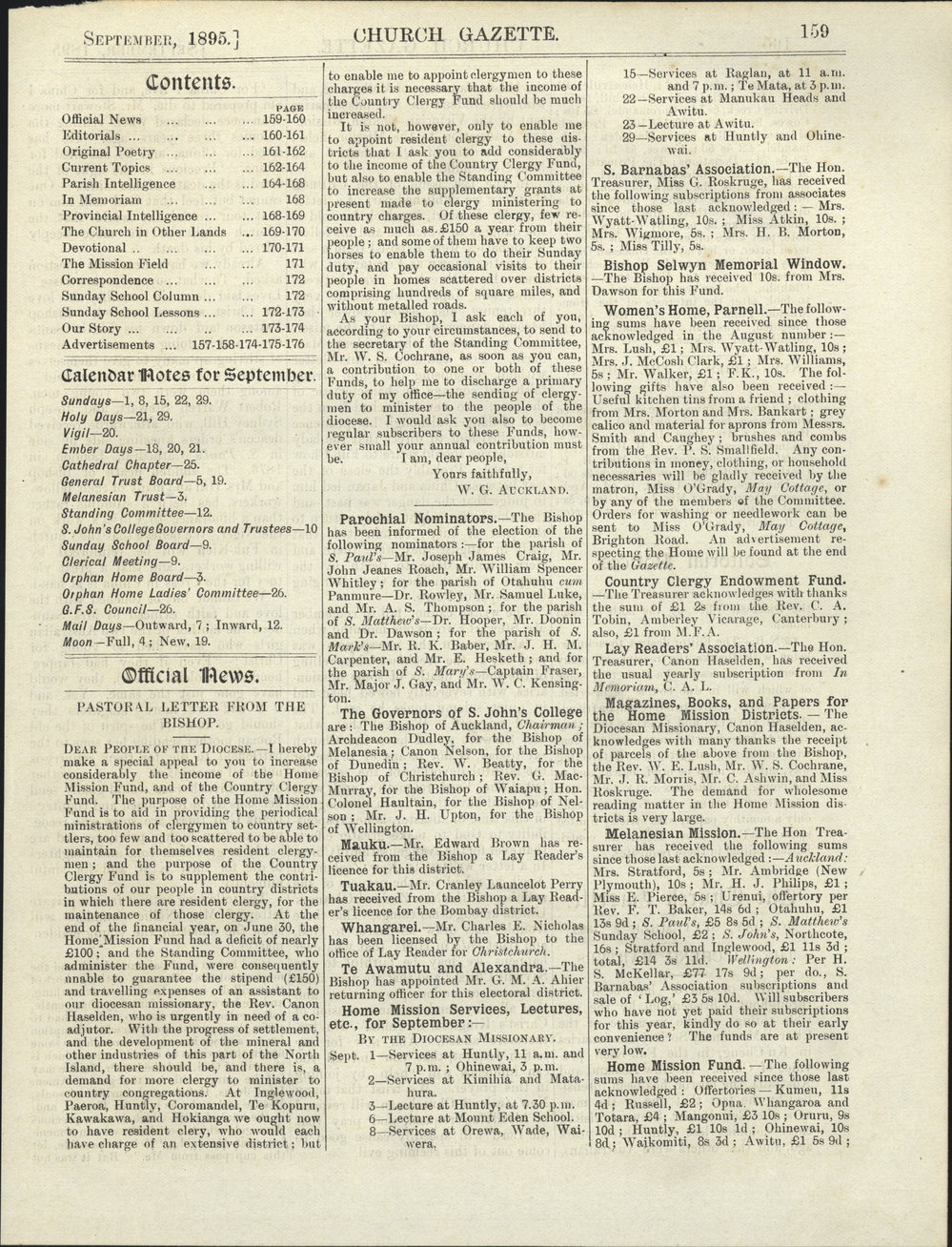 Church Gazette, Auckland: September 1895
