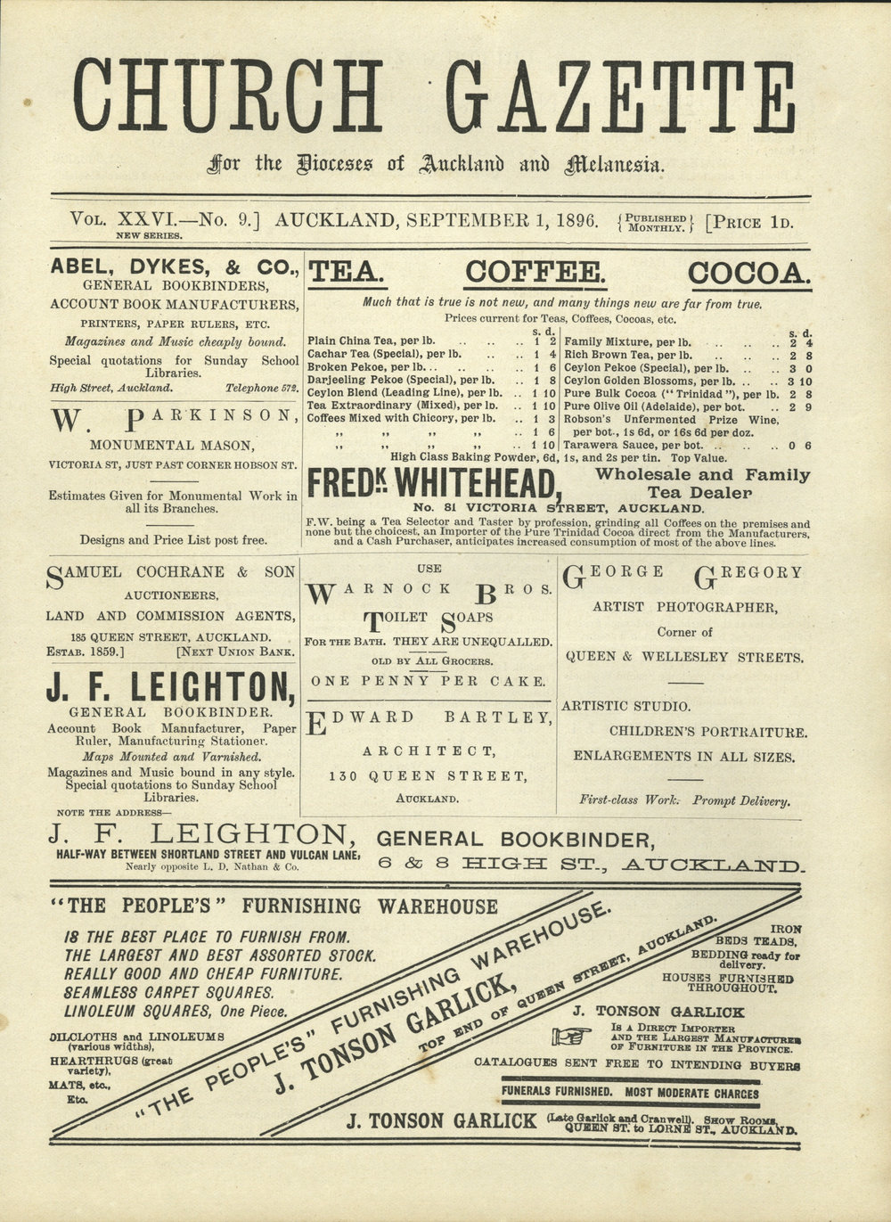 Church Gazette, Auckland: September 1896