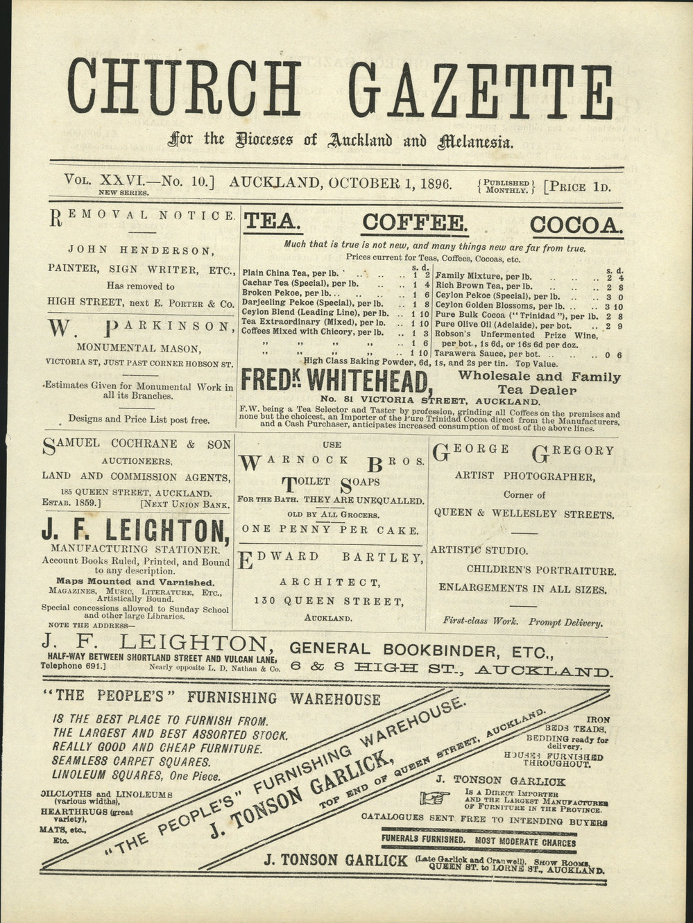 Church Gazette, Auckland: October 1896