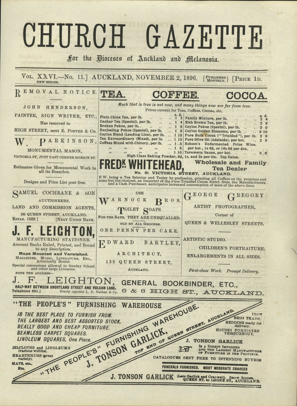 Church Gazette, Auckland: November 1896
