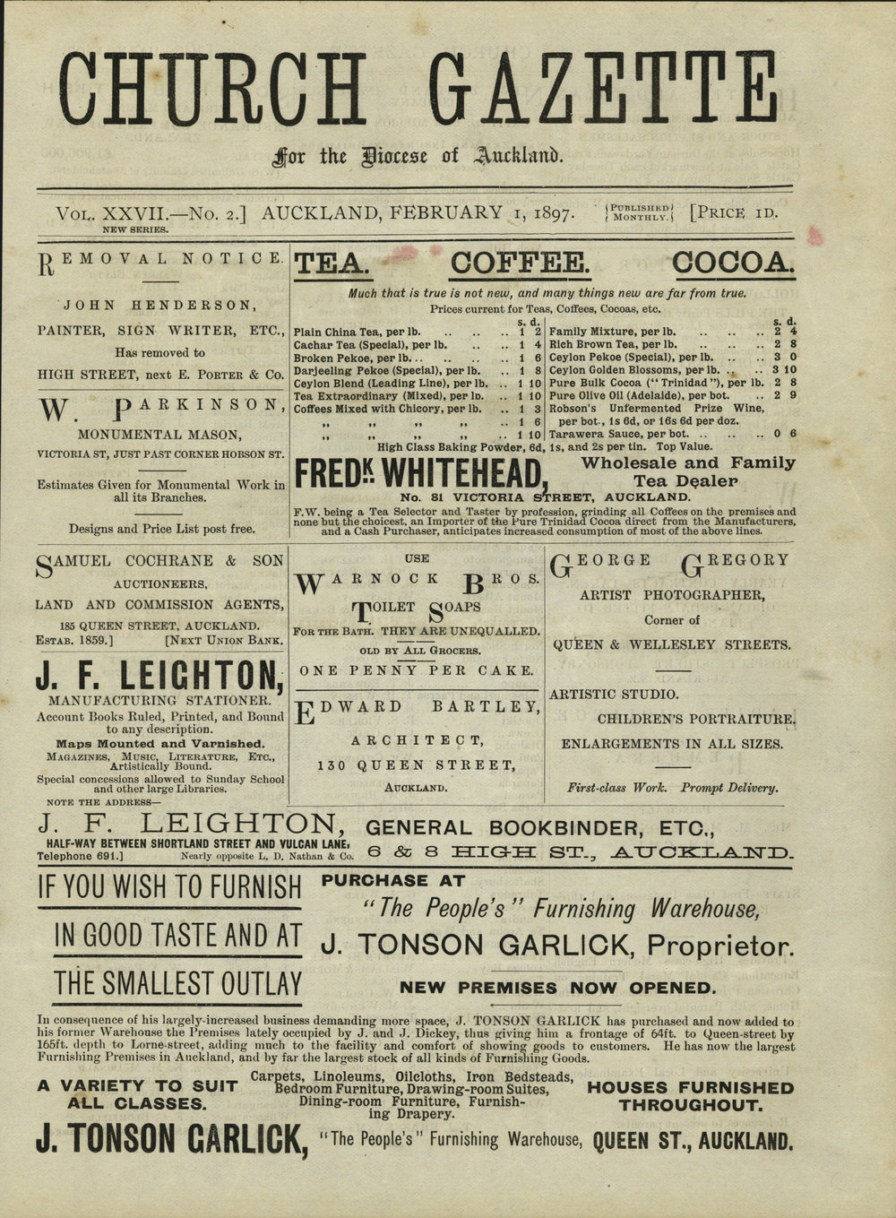 Church Gazette, Auckland: February 1897