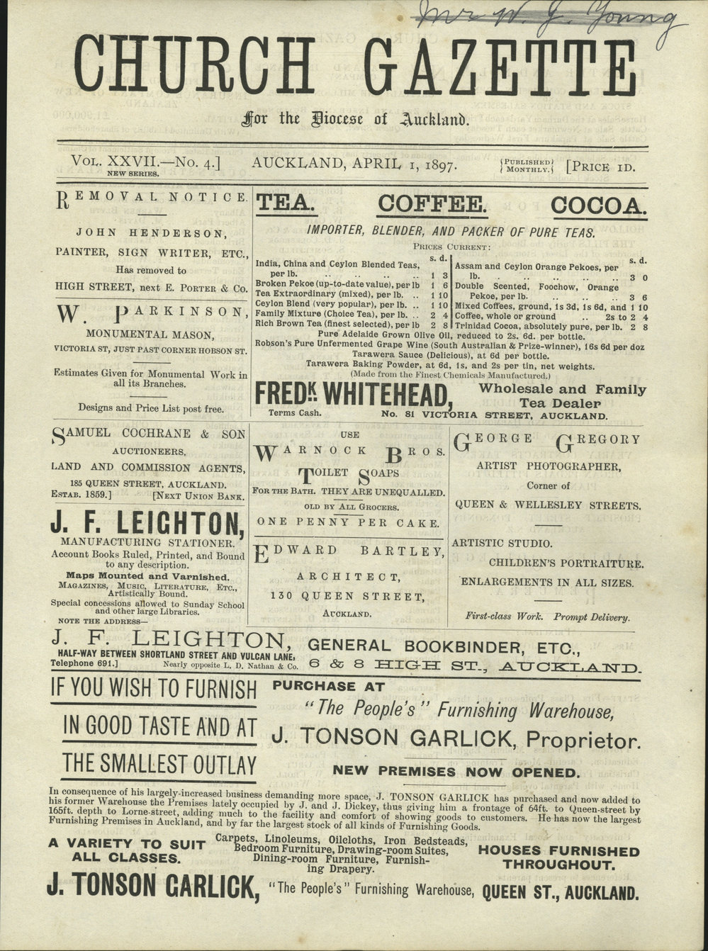 Church Gazette, Auckland: April 1897