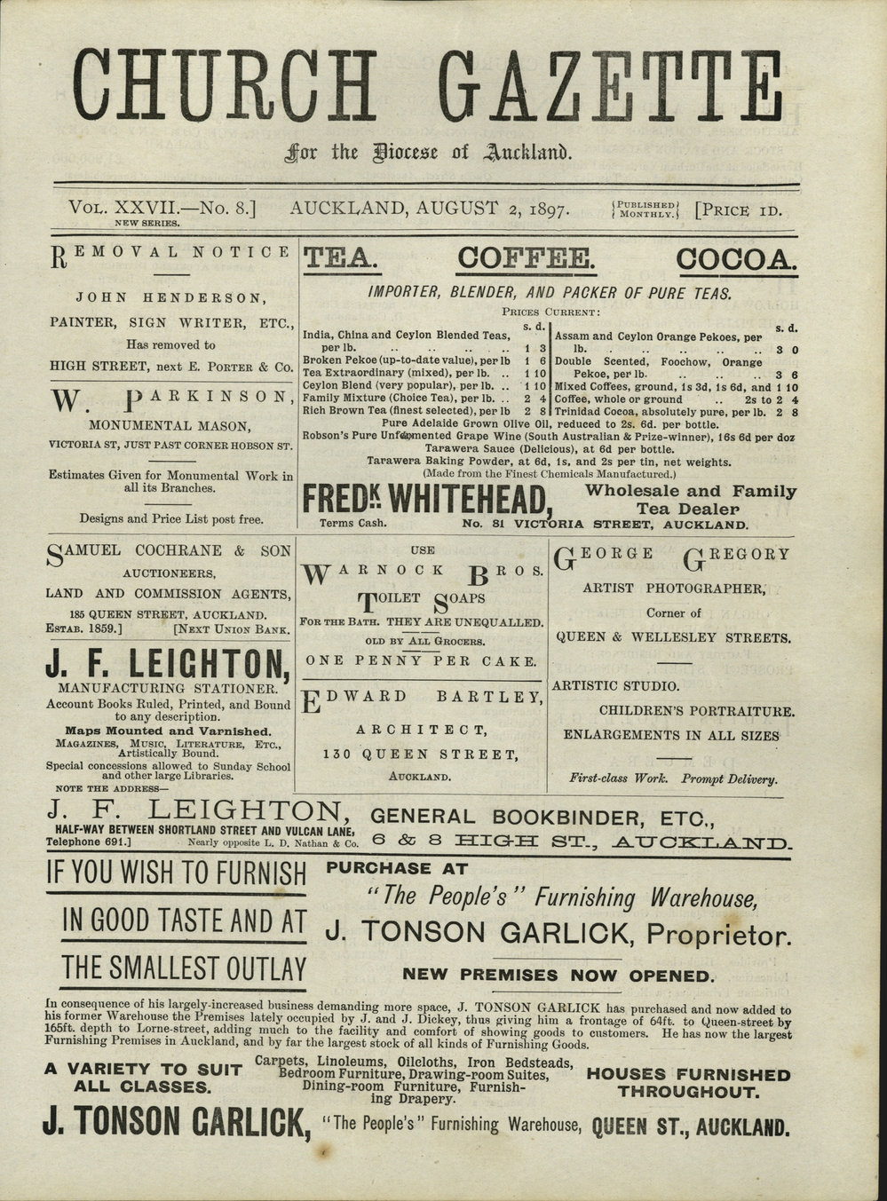 Church Gazette, Auckland: August 1897