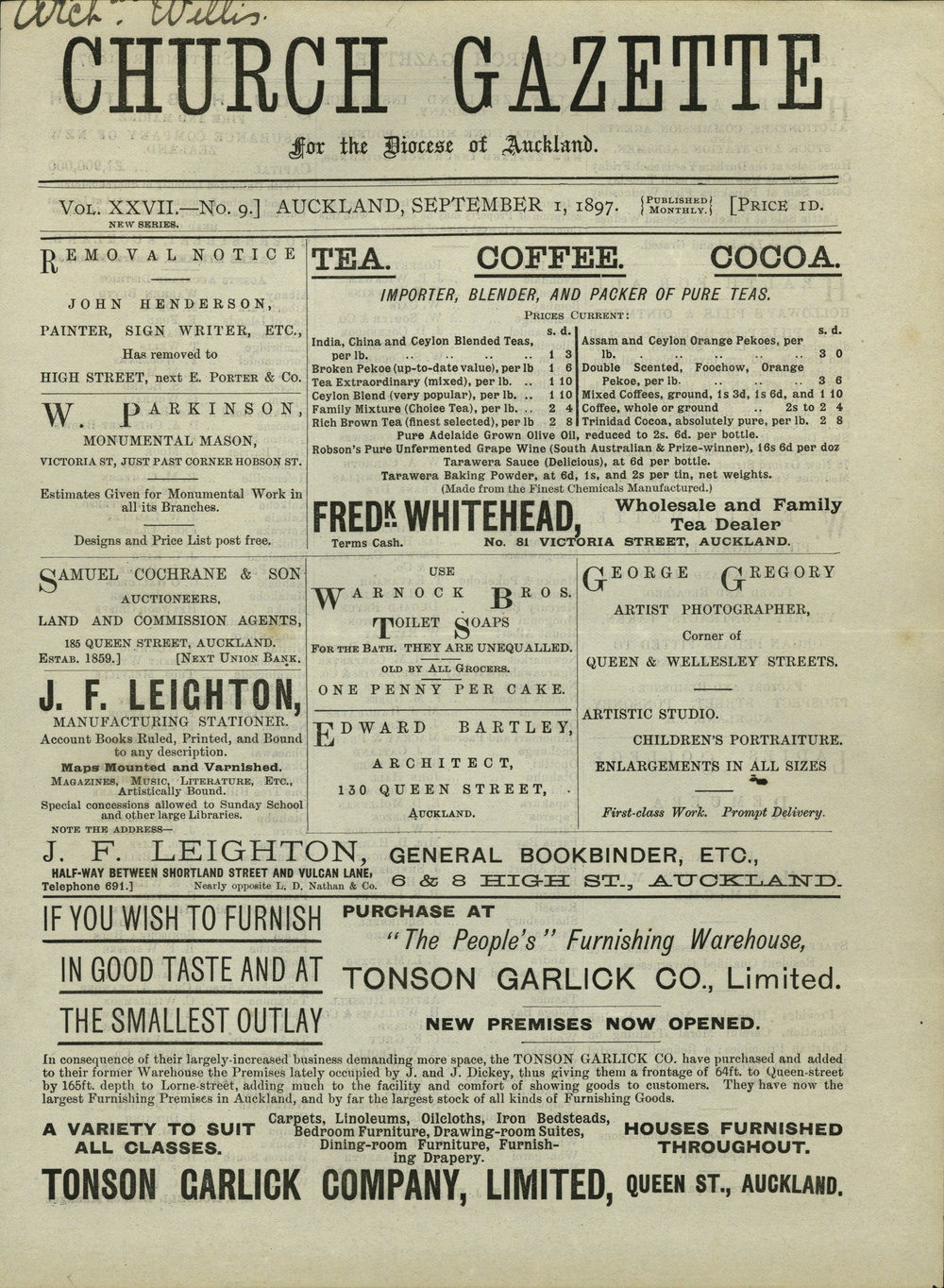 Church Gazette, Auckland: September 1897