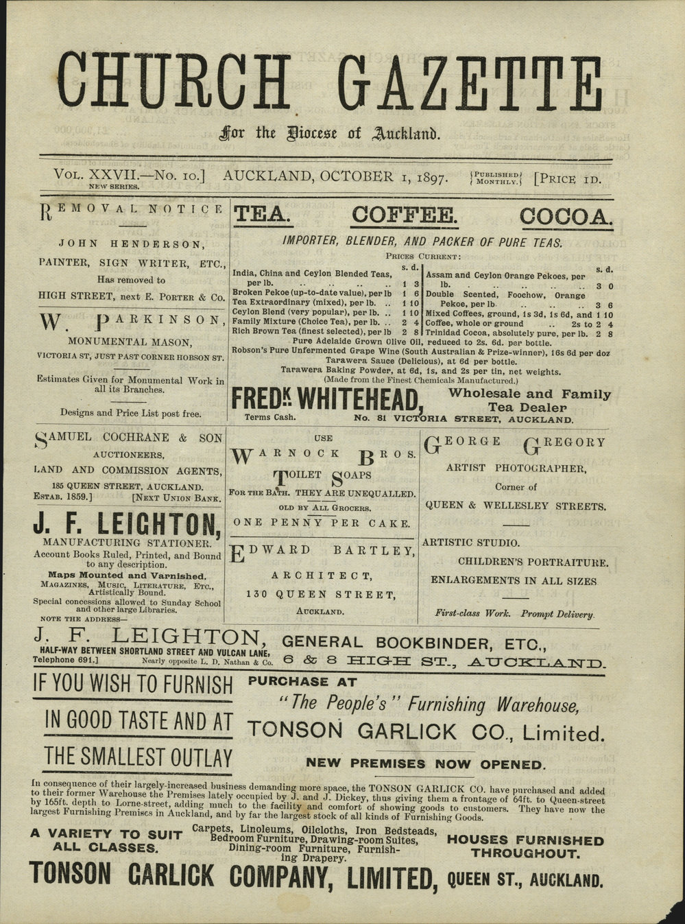 Church Gazette, Auckland: October 1897