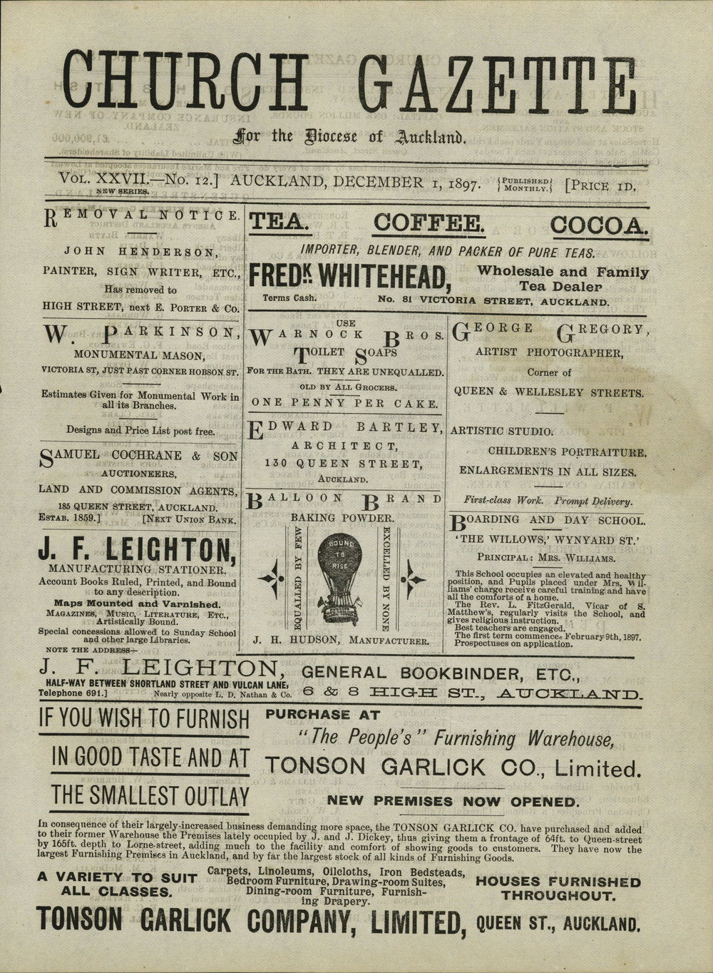 Church Gazette, Auckland: December 1897