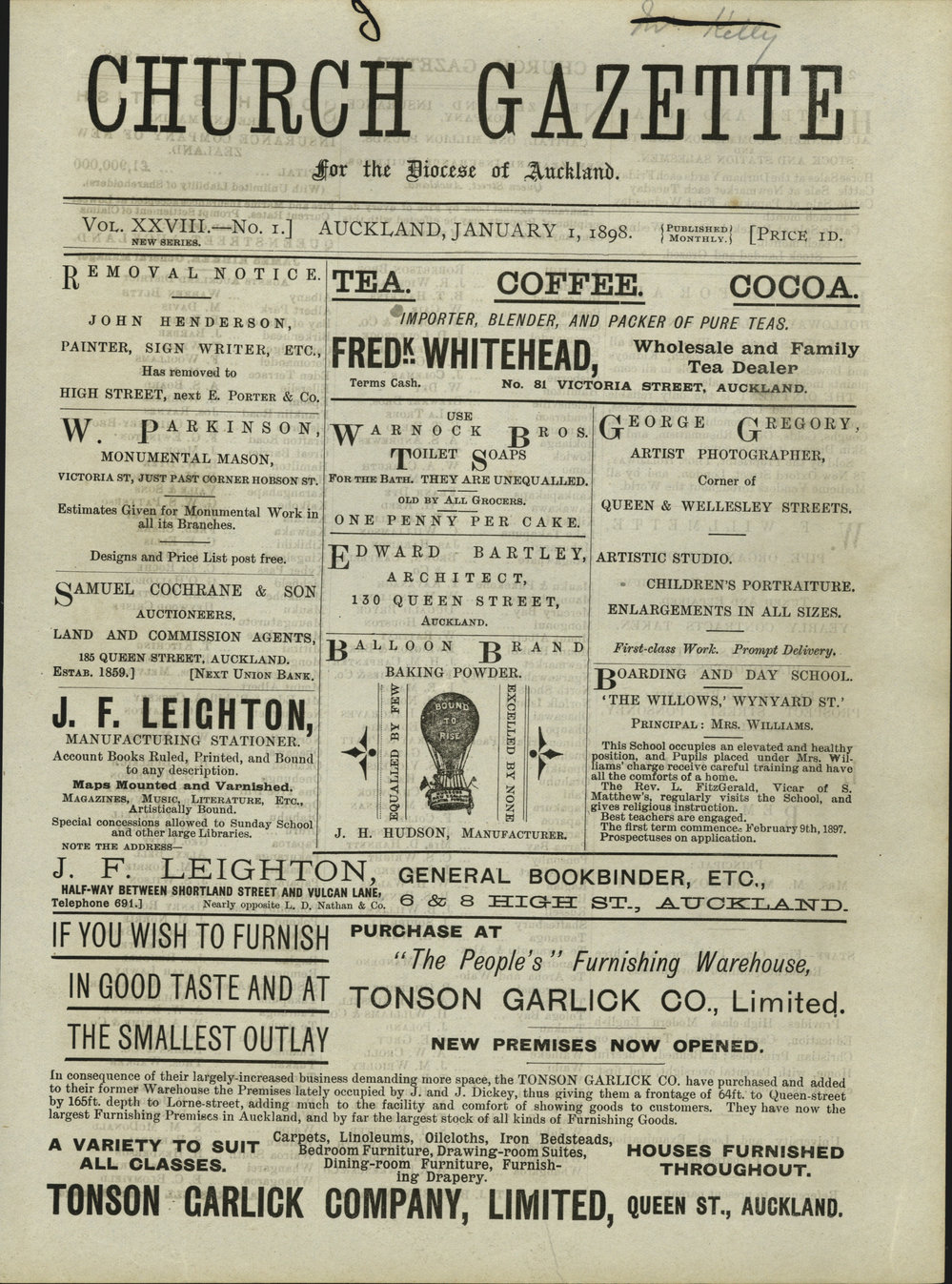 Church Gazette, Auckland: January 1898