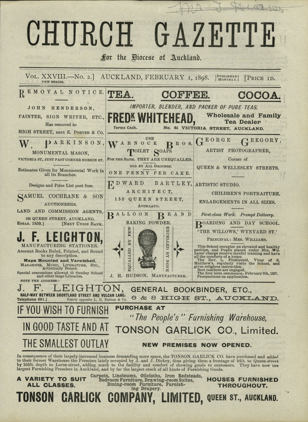 Church Gazette, Auckland: February 1898