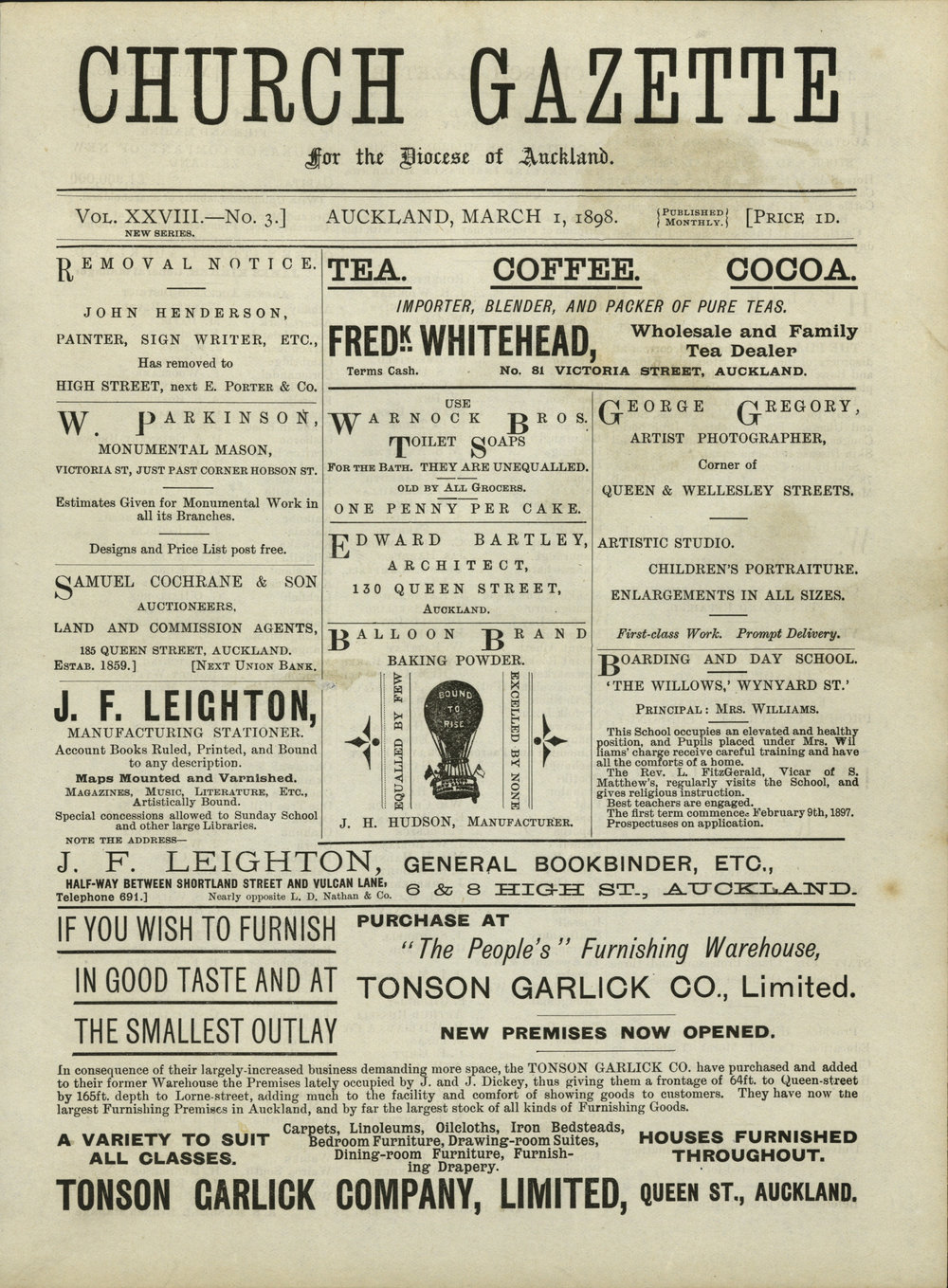 Church Gazette, Auckland: March 1898