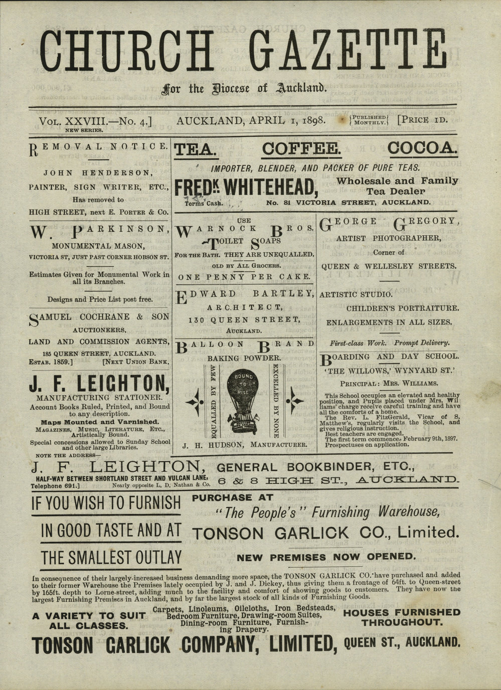 Church Gazette, Auckland: April 1898