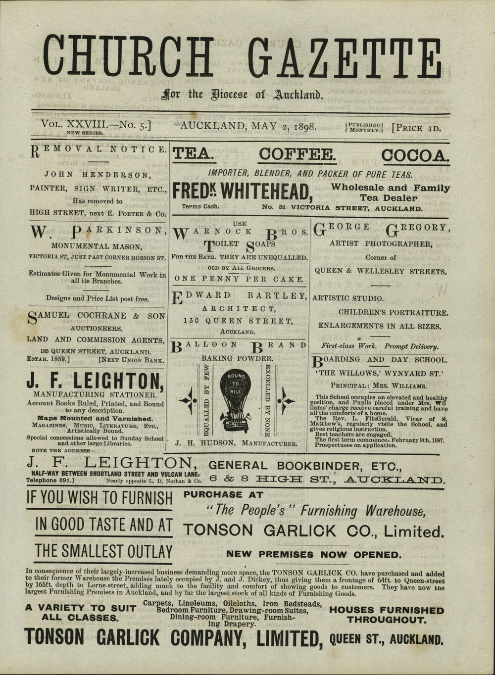 Church Gazette, Auckland: May 1898
